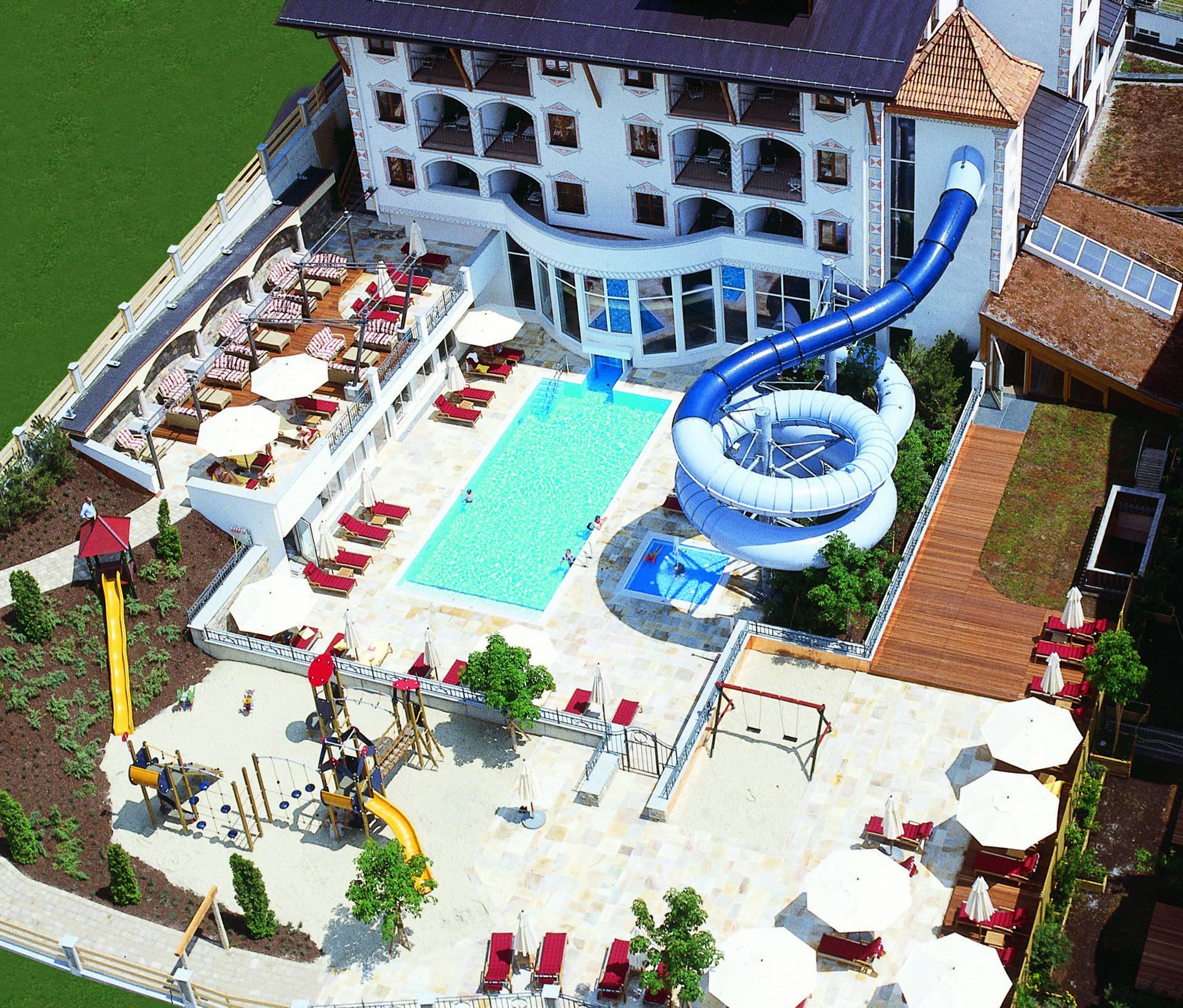 The hotel’s heated outdoor pool